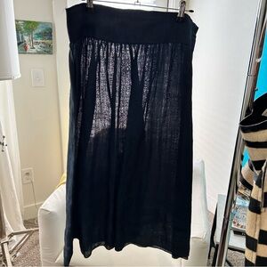 Navy linen vintage skirt